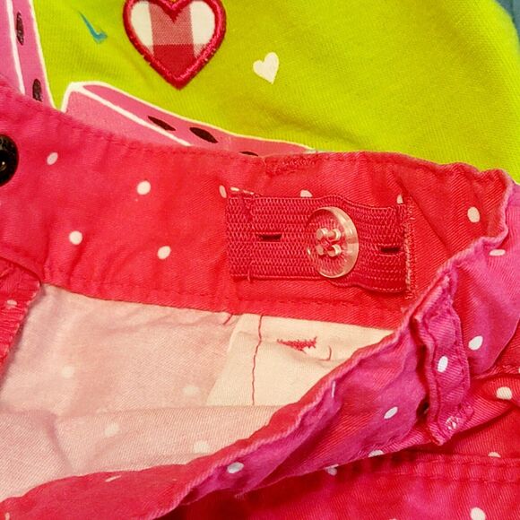 Toddler Outfit Size 3T Watermelon Summer Bright Green Top Pink Polka Dot Skirt - Picture 10 of 11